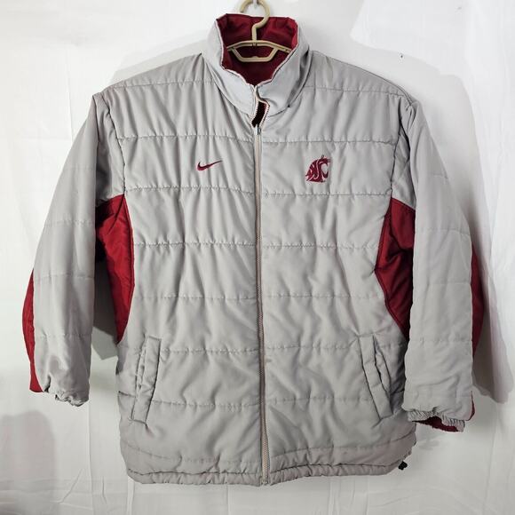 VTG Nike Team Washington State Cougars Puffer Winter Jacket Large Reversible - Picture 8 of 16